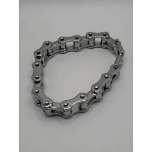 Stainless Steel Bicycle Bike Chain Link Bracelet Silver Tone Biker Industrial